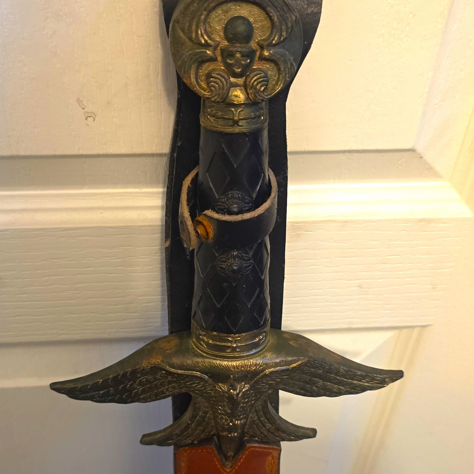 Black & Brown Leather Sword/Dagger Sheath Scabbard Belt Loop Full Coverage