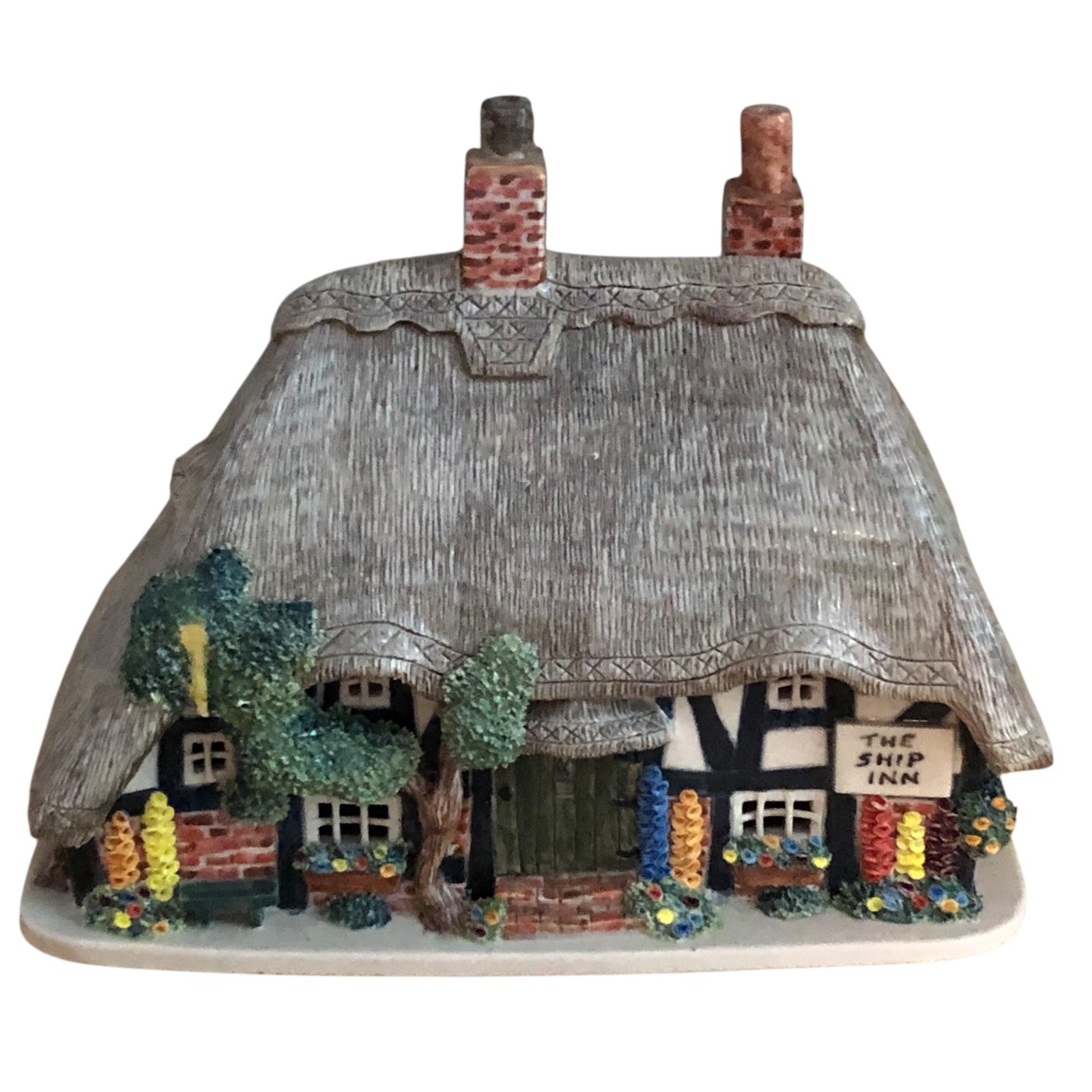 VTG Ann Cox Ceramics Large ENGLISH INN Figurine Handmade in England The Ship Inn