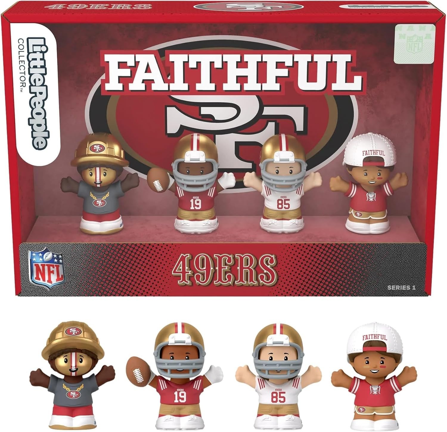 49ers Fisher Price Little People Collector 4 Pack Figure Set George Kittle Plus 49ers Fisher Price Little People Collector 4 Pack Figure Set George Kittle Plus