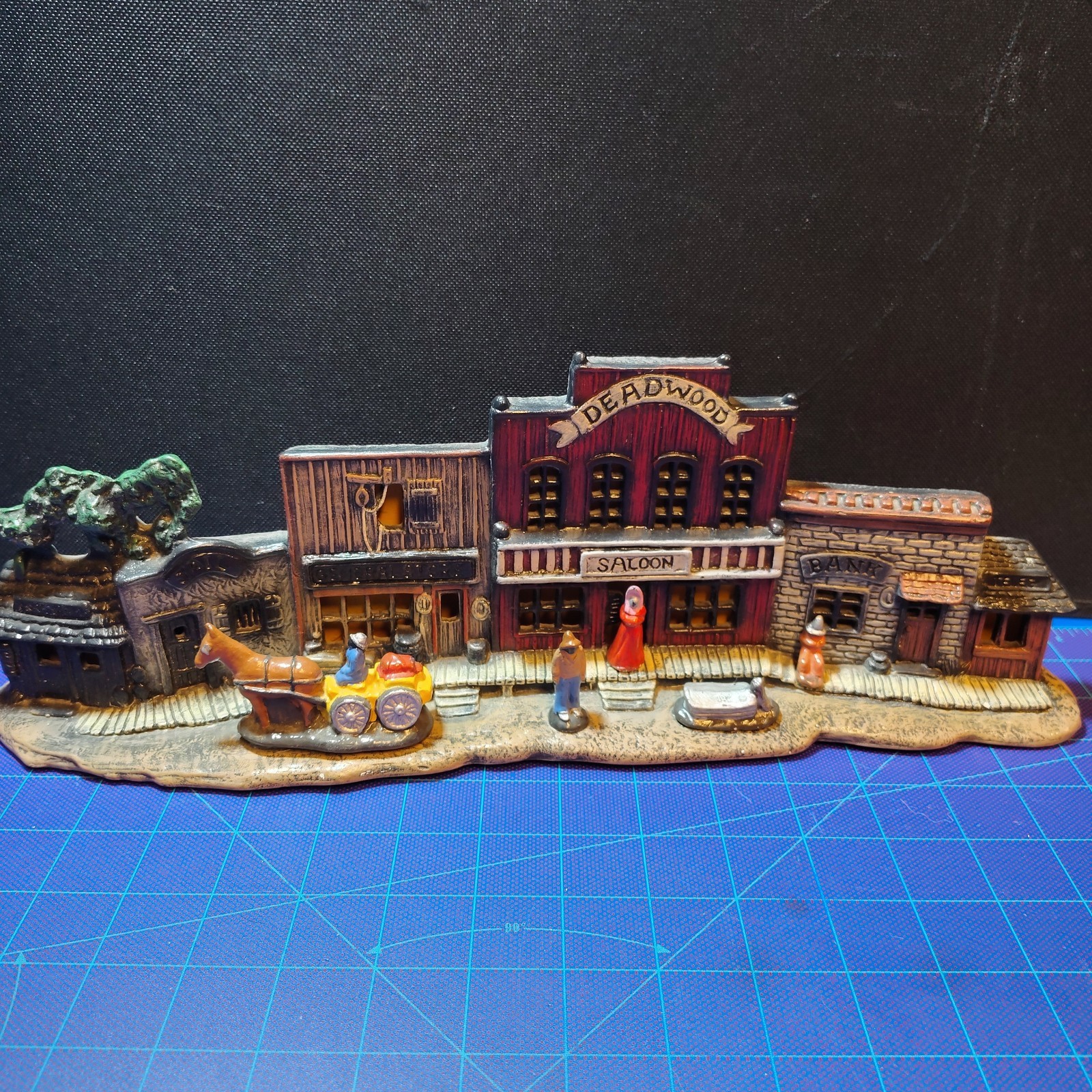 Vintage Deadwood Western Saloon Train Town Hand painted Porcelain Ceramic 