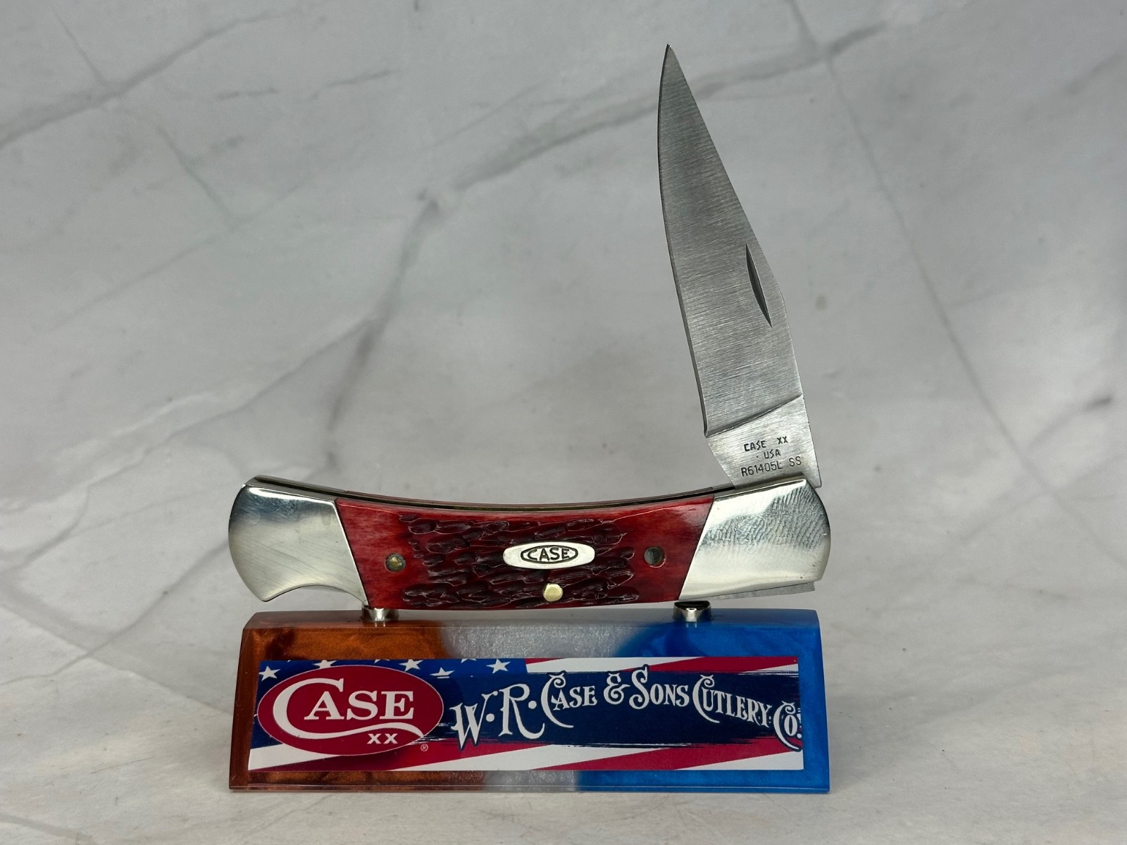 Vintage 1997–99 CASE XX R61405L SS Lockback Knife Red Bone Nickel Silver Bolster