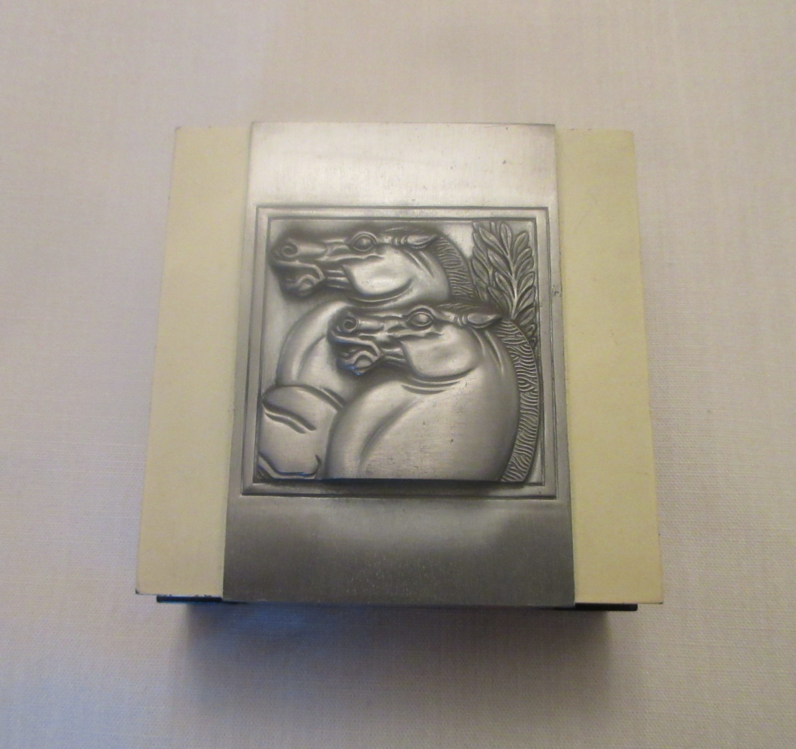 Vintage Hickok Art Deco Horses Dresser Box Metal/Bakelite 