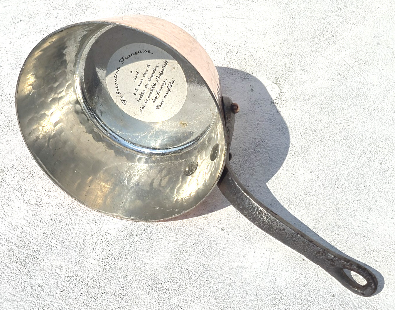 Vintage 5.7inch Copper Saute Pan Made in France Hammered Mint Tin Lining 2lbs