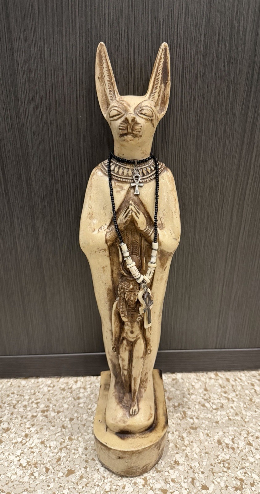 Egyptian God Anubis Vintage 16.5” Statue Heavy Solid Stone Made in Egypt