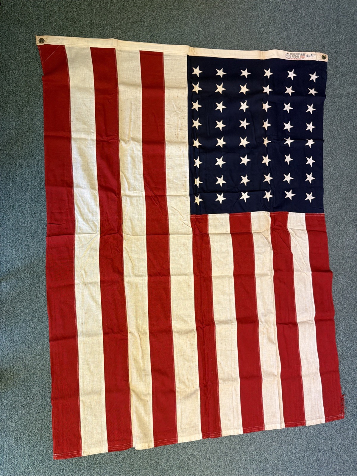 Vintage 48 Star Dettras Bulldog Bunting American Flag 4\'1/3x 5’1/2 Stitched USA