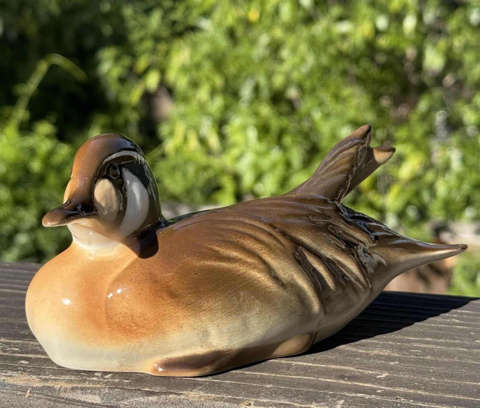 Vintage LOMONOSOV  Male Banal Teal Duck Figurine Made In Russia Approx 7” X 3”