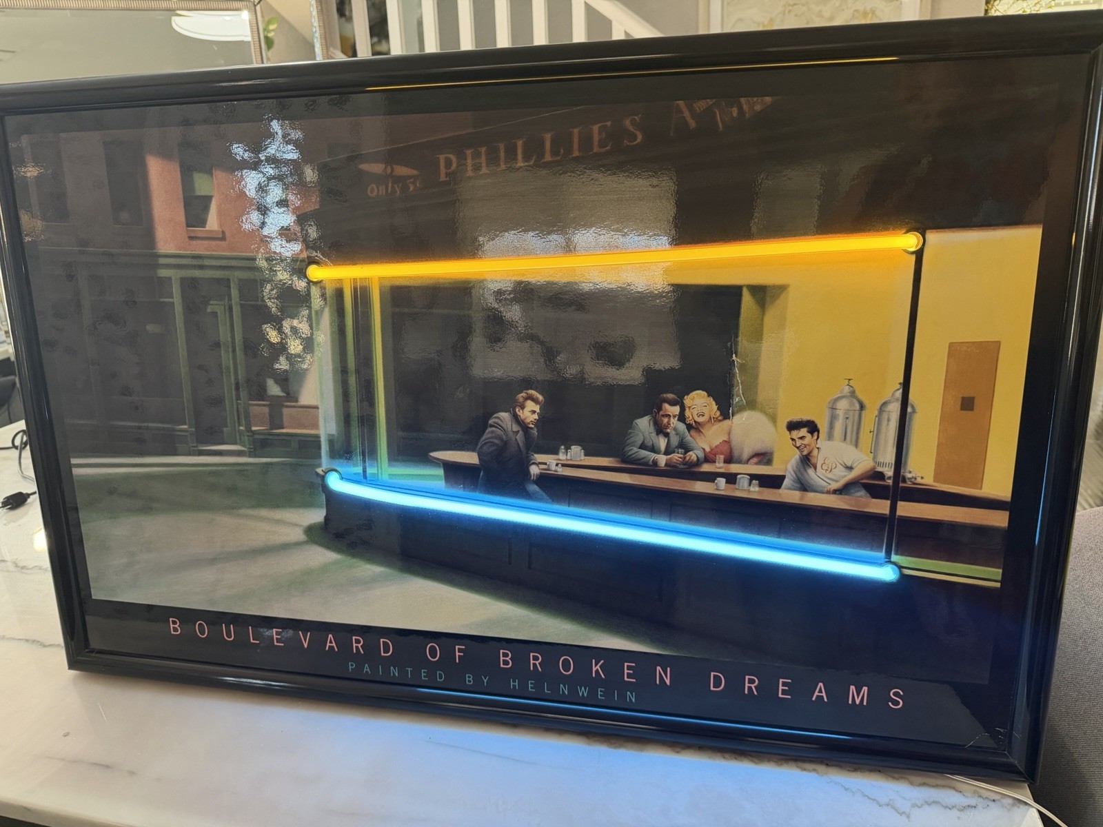 Vintage Y2K Boulevard of Broken Dreams Neon Picture Electronic Art 38x25”