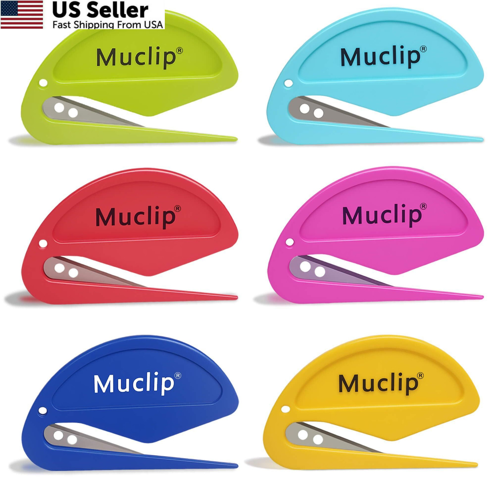 Muclip 6 Pack Safety Letter Opener - letter opener envelope slitter, 6 Color