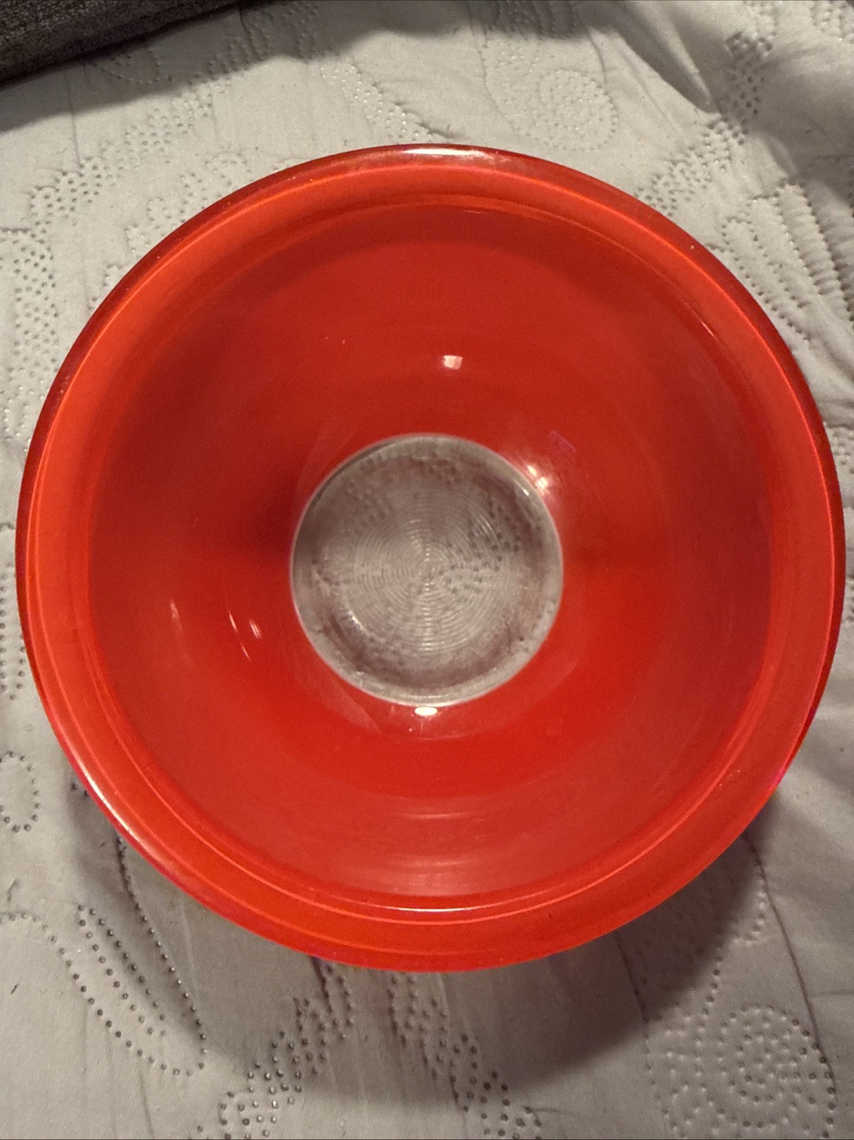 Vintage PRYEX Red Mixing Bowl 322 Clear Bottom - Read