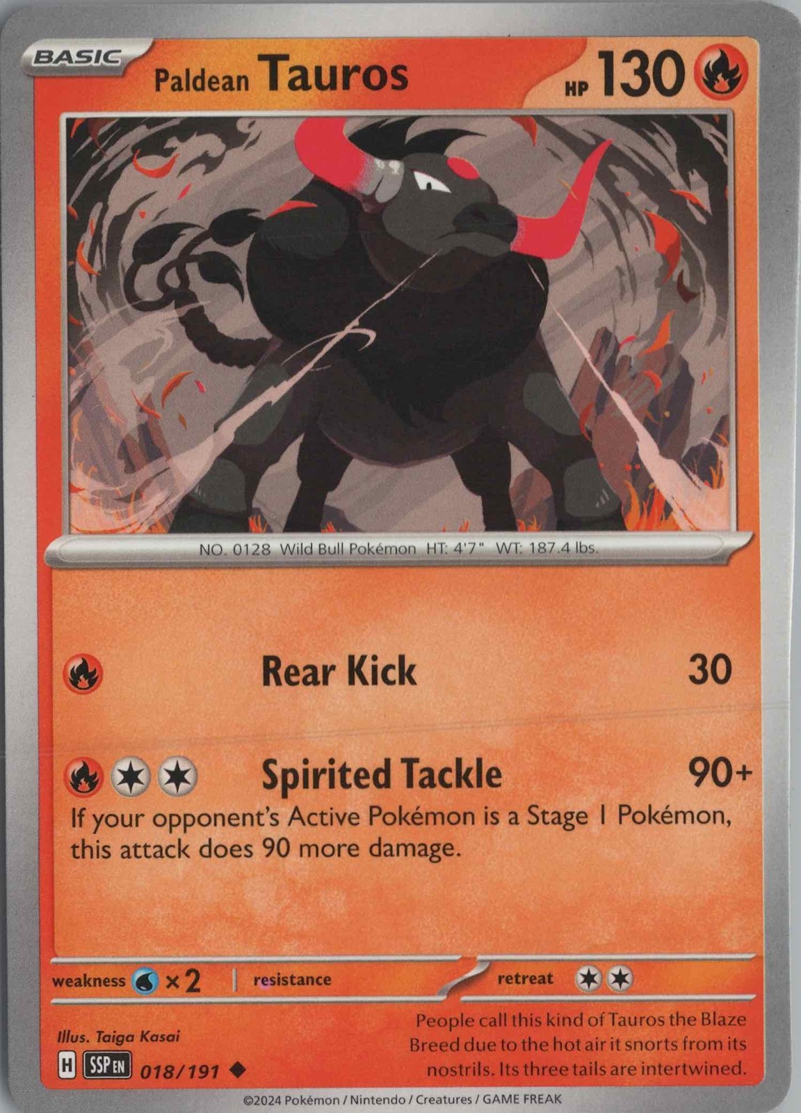 2024 POKÉMON SCARLET VIOLET SHROUDED FABLE #18 PALDEAN TAUROS ILLUSTRATION RARE