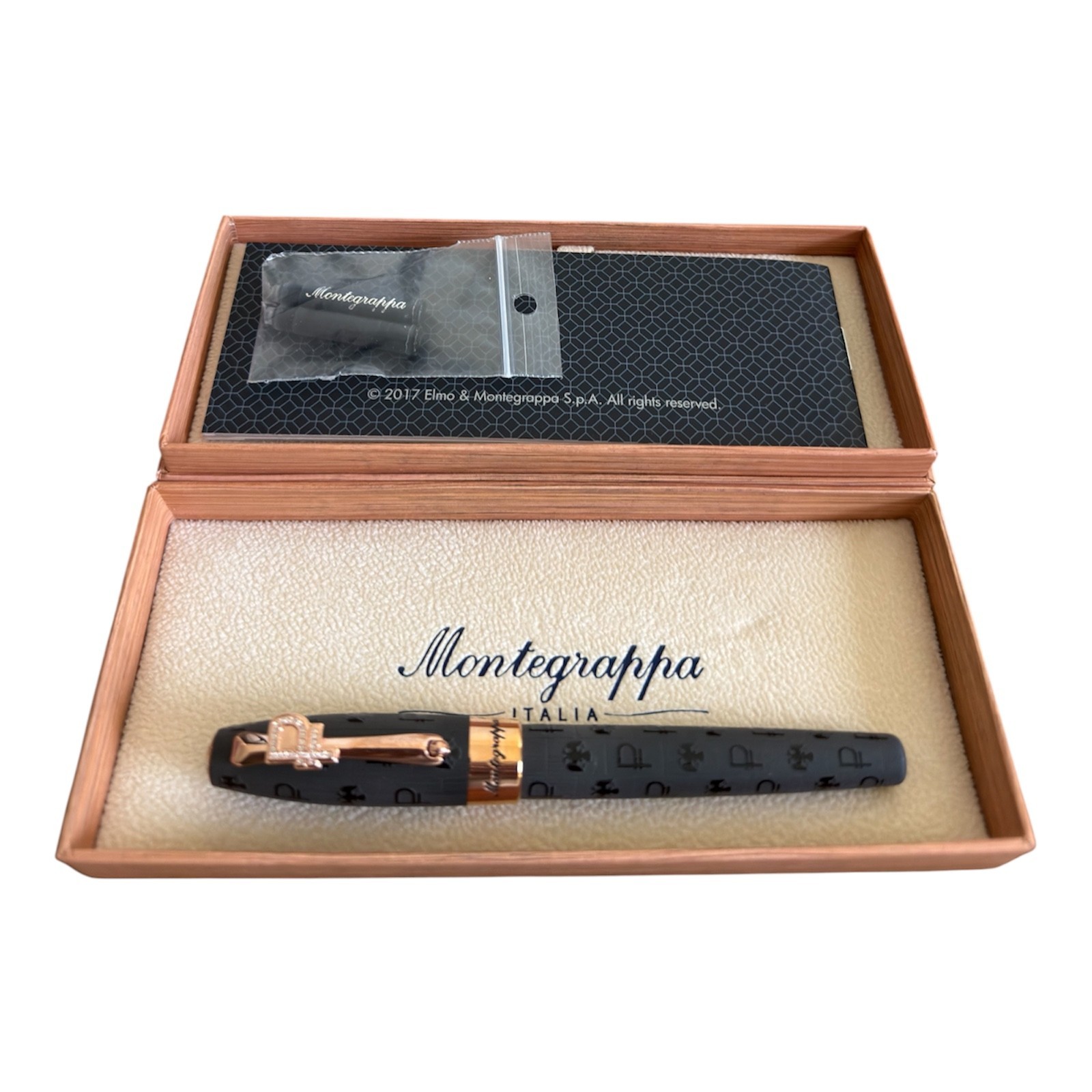 Montegrappa Fortuna Ruble Fountain Pen RGP Medium Nib Boxed Uninked