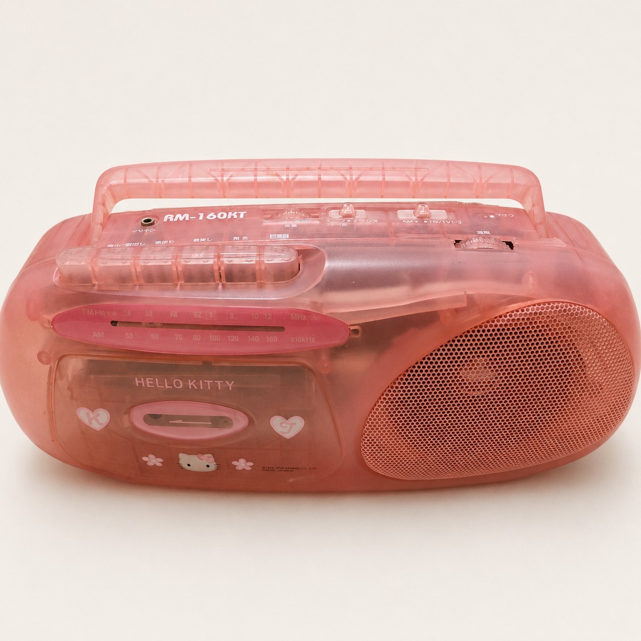JUNK 2000 Hello Kitty RM-160KT Translucent Pink Radio Cassette Japan