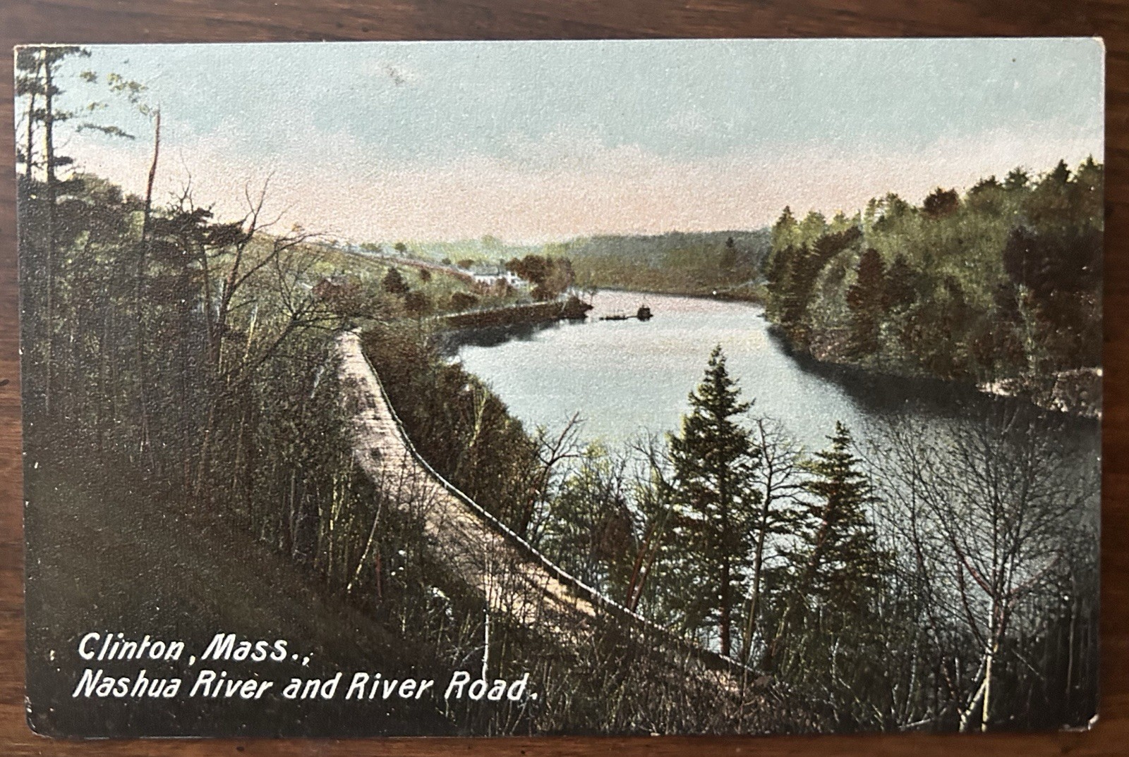 CLINTON MA MASS~Nashua River and River Road~Unused Vintage Postcard