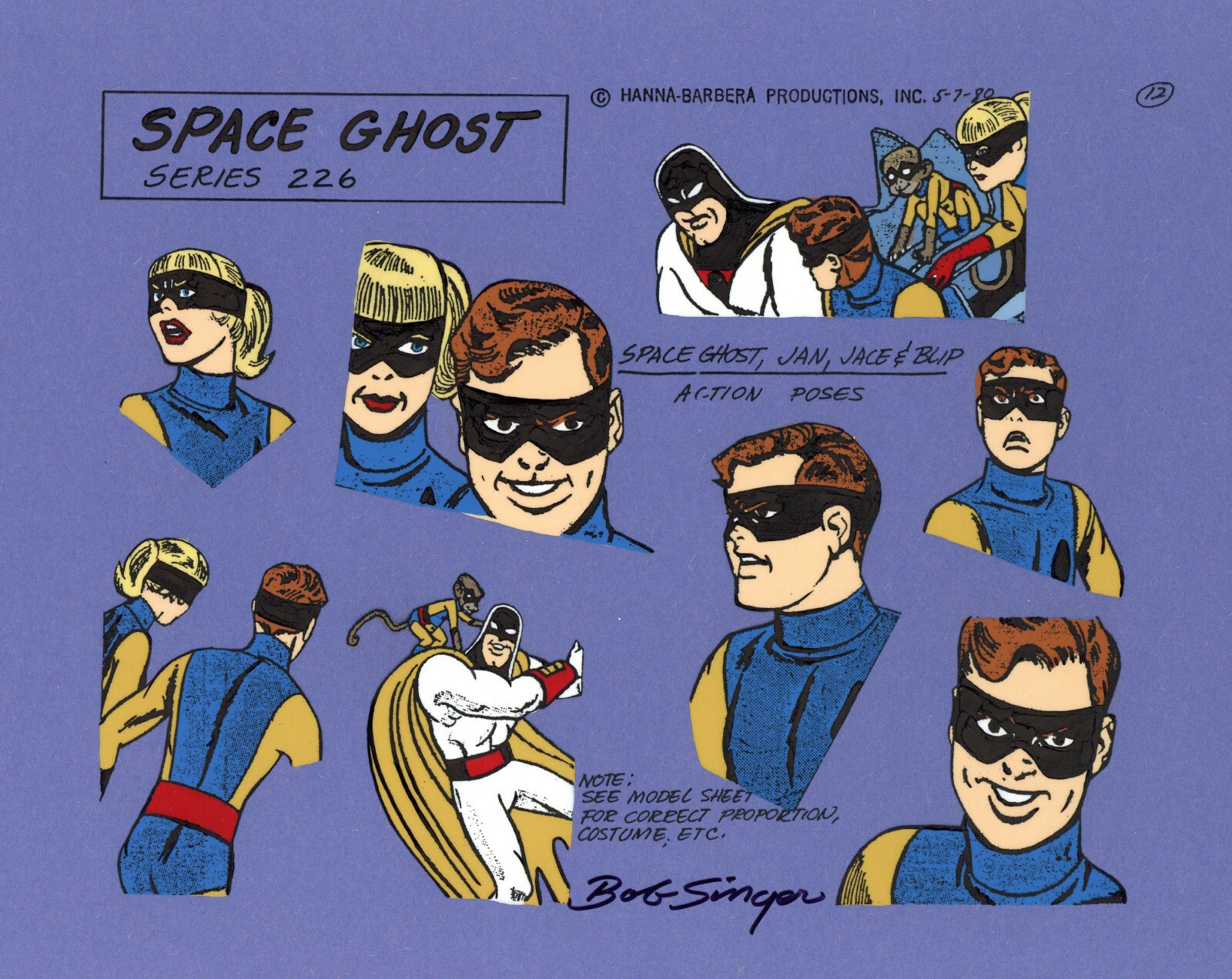 Hanna Barbera: Space Ghost,Jan,Jace,Blip Original Model Cel-Signed by Bob Singer