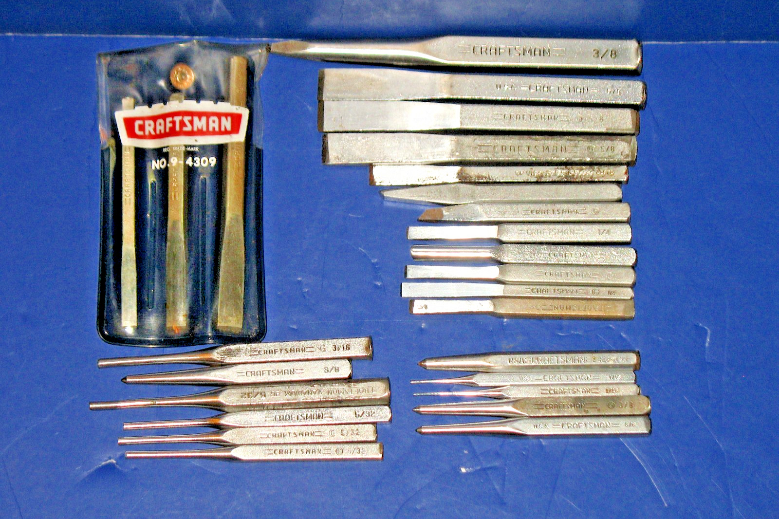 CRAFTSMAN - COLD CHISEL AND PUNCH LOT 26 PIECE MADE IN USA