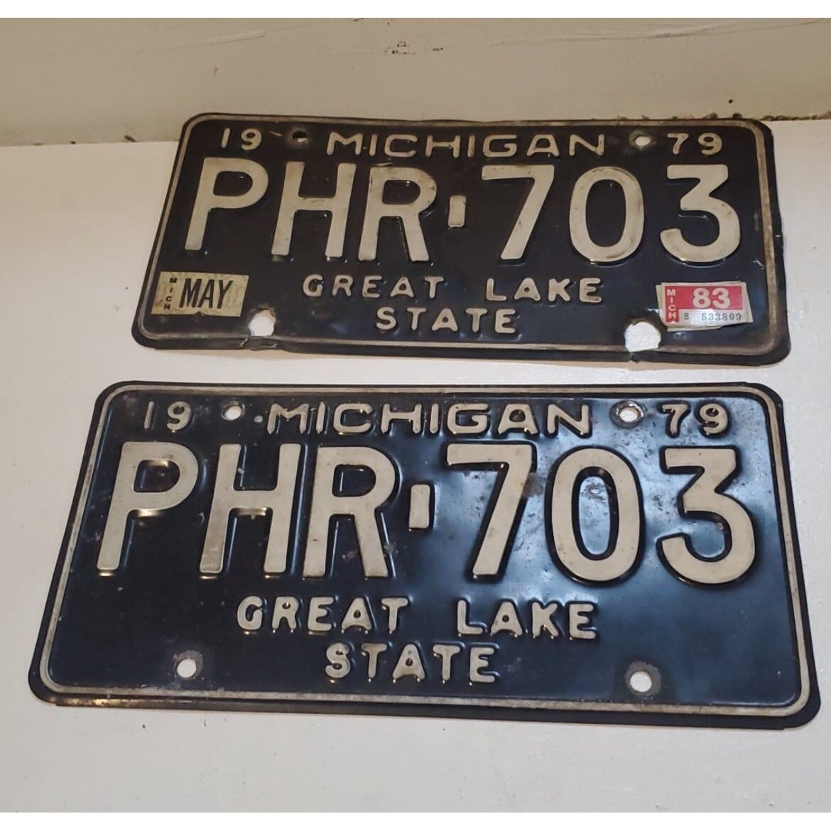 1979 Vintage Michigan License plates Matching Pair Garage Man Cave PHR703