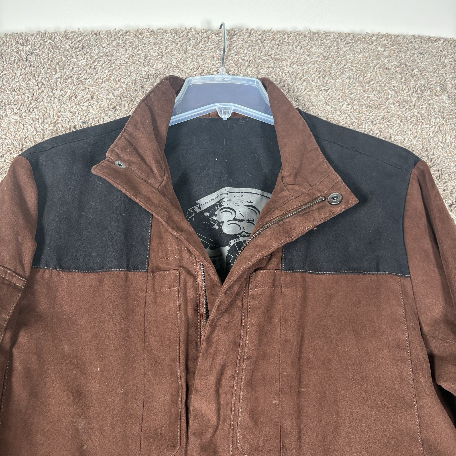 Musterbrand Han Solo Jacket Mens Medium Star Wars Faux Suede Brown Black
