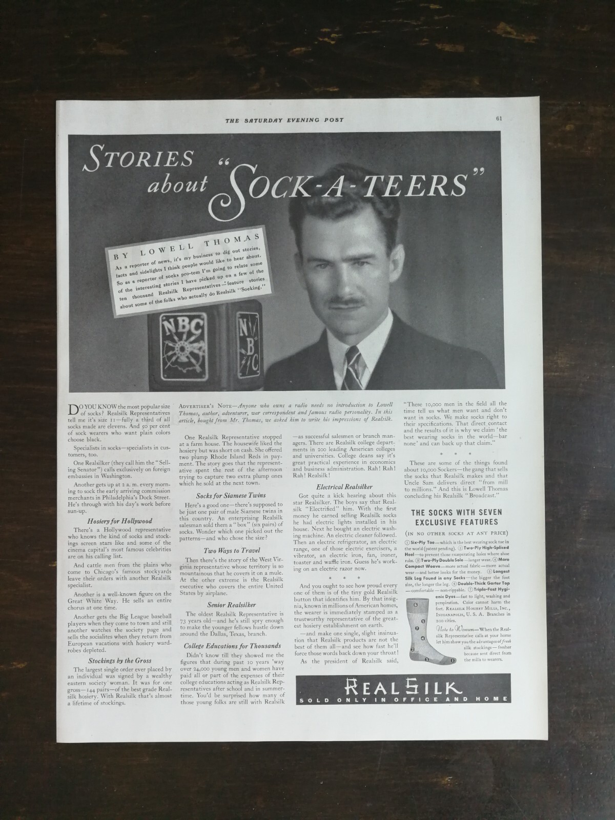 Vintage 1932 Men\'s Real Silk Men\'s Socks Full Page Original Ad 424 Vintage 1932 Men\'s Real Silk Men\'s Socks Full Page Original Ad 424