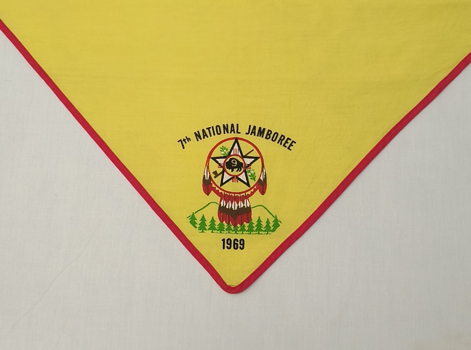 Vintage 1969 BSA 7th National Jamboree Yellow Neckerchief Triangle