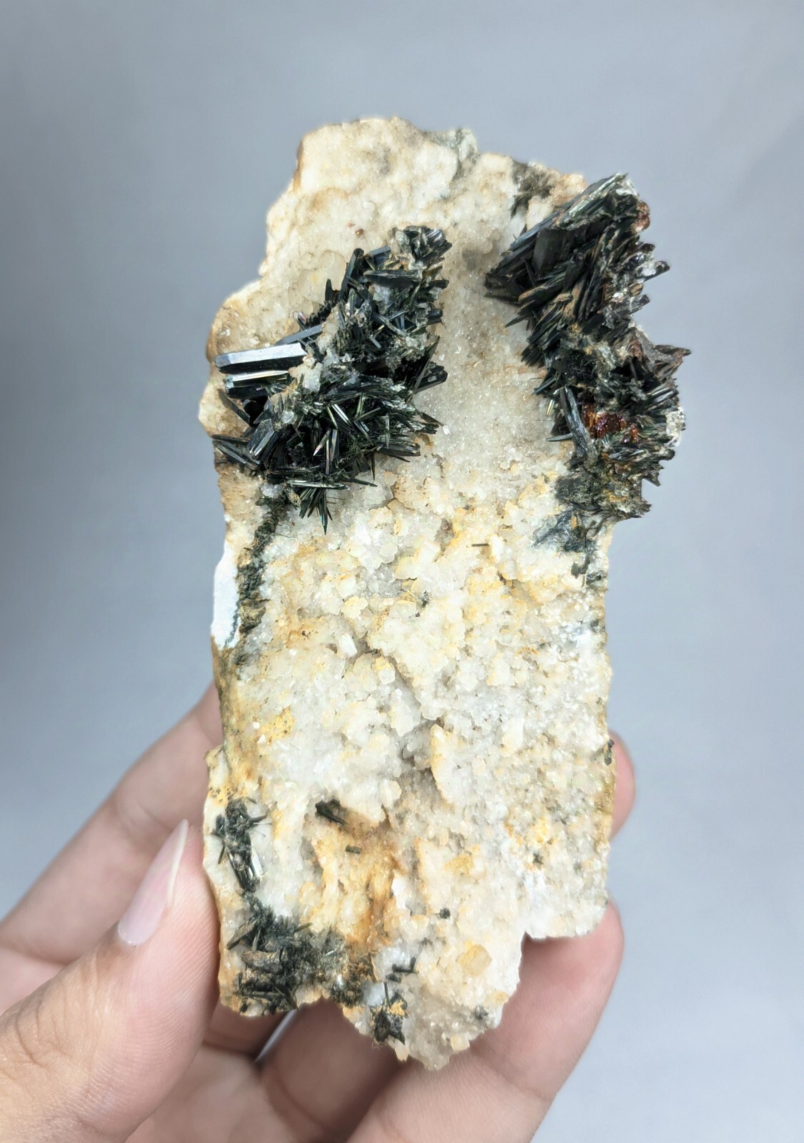 192-gm Rare Aegirine Shiny Crystals with Red Rutiles on Albite - Zagi Mnts, Pk.