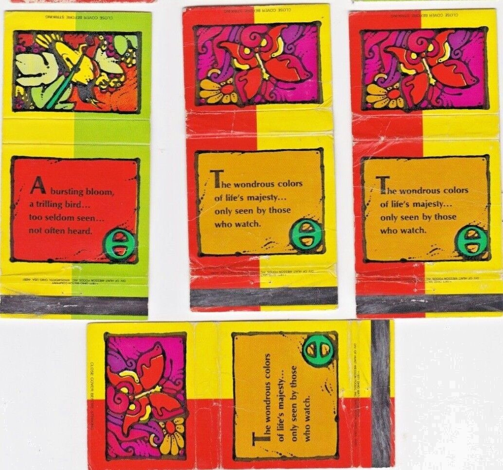 Vintage 1971 Ohio Matches Psychedelic Hippie P. Max Style Art and Phrases-Groovy Vintage 1971 Ohio Matches Psychedelic Hippie P. Max Style Art and Phrases-Groovy
