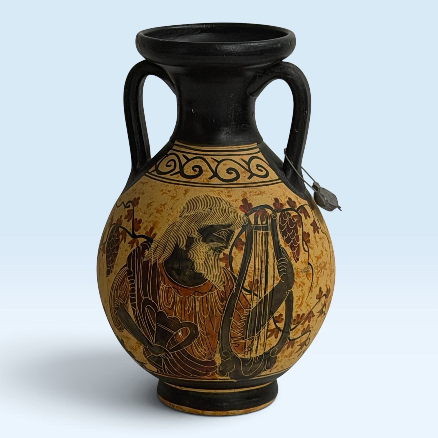 Greek Amphora Vase Dionysus Poseidon Hand Made in Greece 6.5