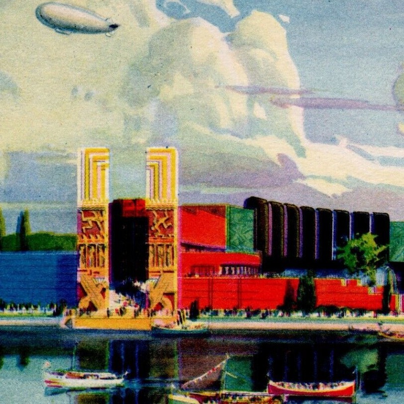 1933, Electrical Building R H D CO Zeppelin Century of Progress Worlds Fair Expo