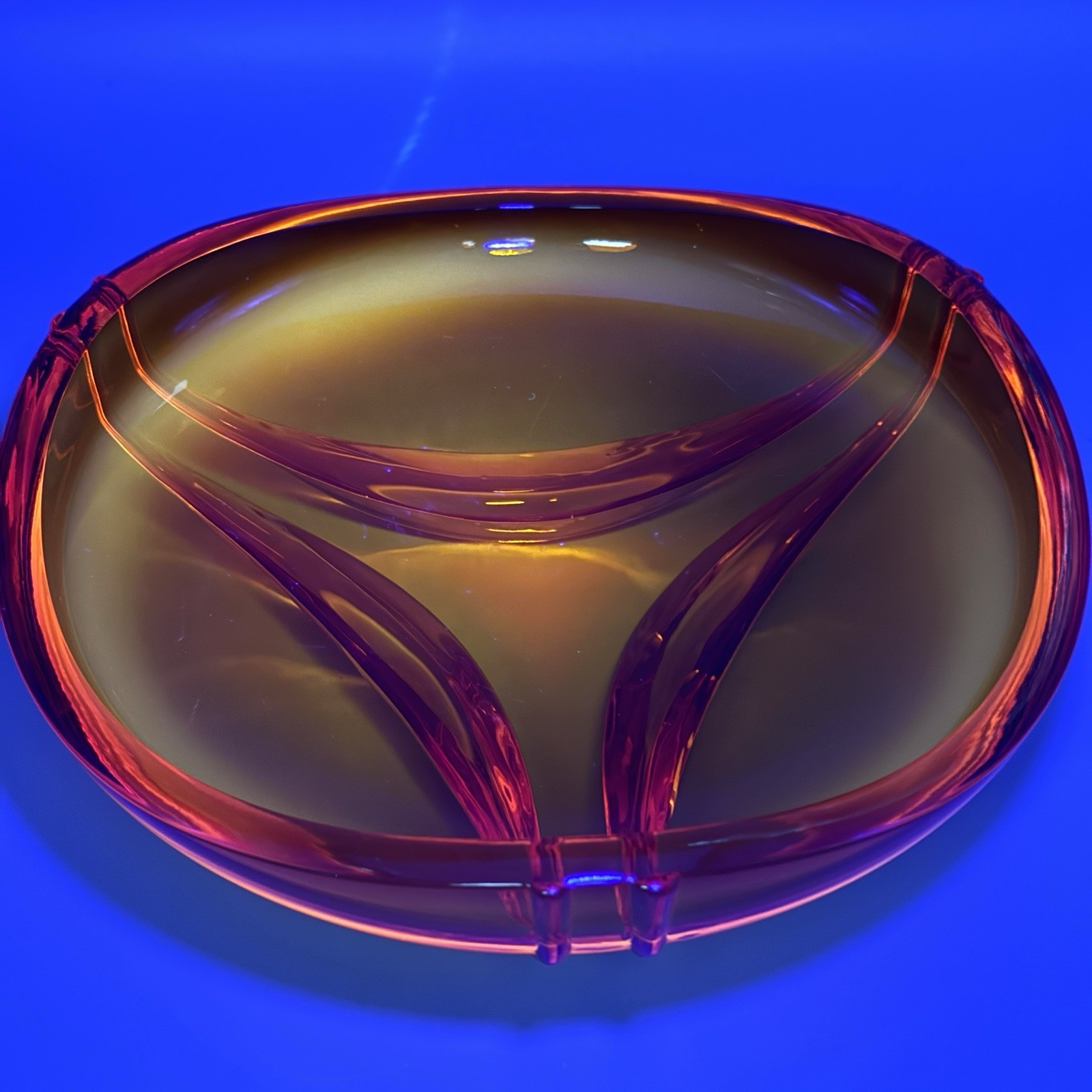Vtg Viking Art Glass Orange Epic Drape Pattern Centerpiece Bowl Cadmium Glow MCM
