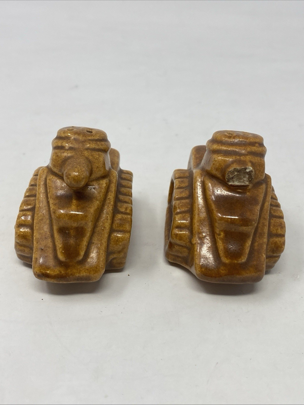 Vintage World War 2 ceramic Army Tank Shakers Salt and Pepper