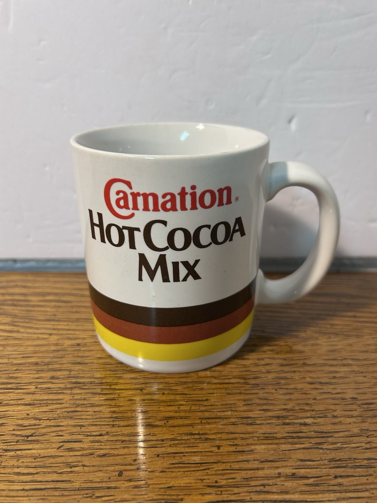 Vintage Carnation Hot Cocoa Mix Mug Retro Striped Ceramic Coffee Cup 1980s Korea Vintage Carnation Hot Cocoa Mix Mug Retro Striped Ceramic Coffee Cup 1980s Korea