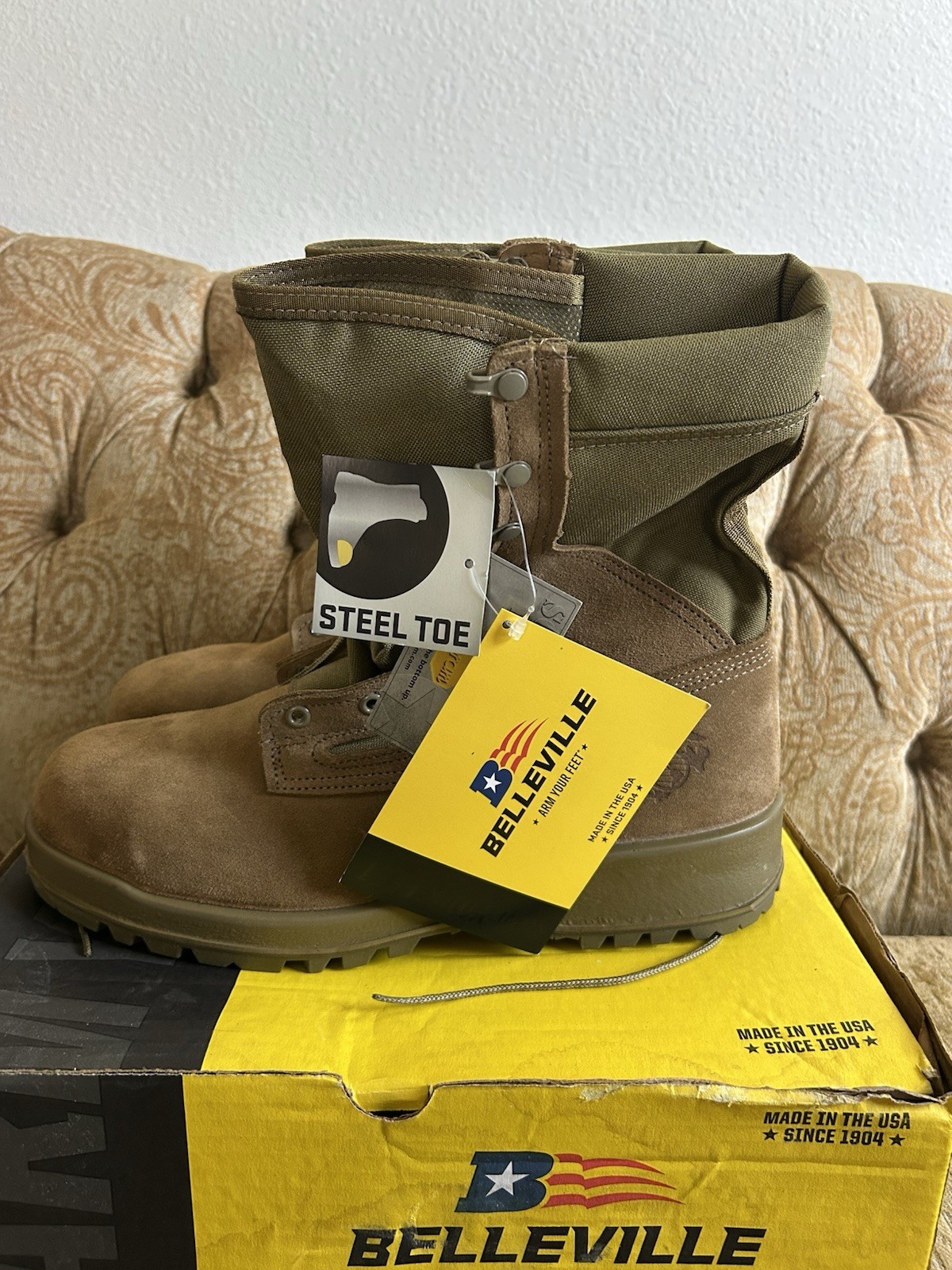 Belleville 550 ST Men\'s USMC Combat Boot - Tan Size 11.5 Wide, Steel Toe