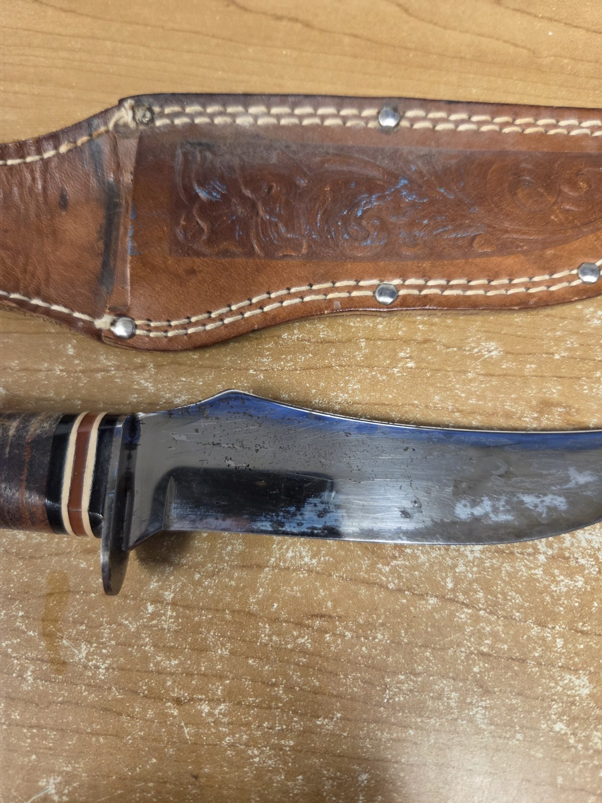 Vintage Schrade Walden NY USA 148 Fixed Blade Hunting Skinning Knife With Sheath
