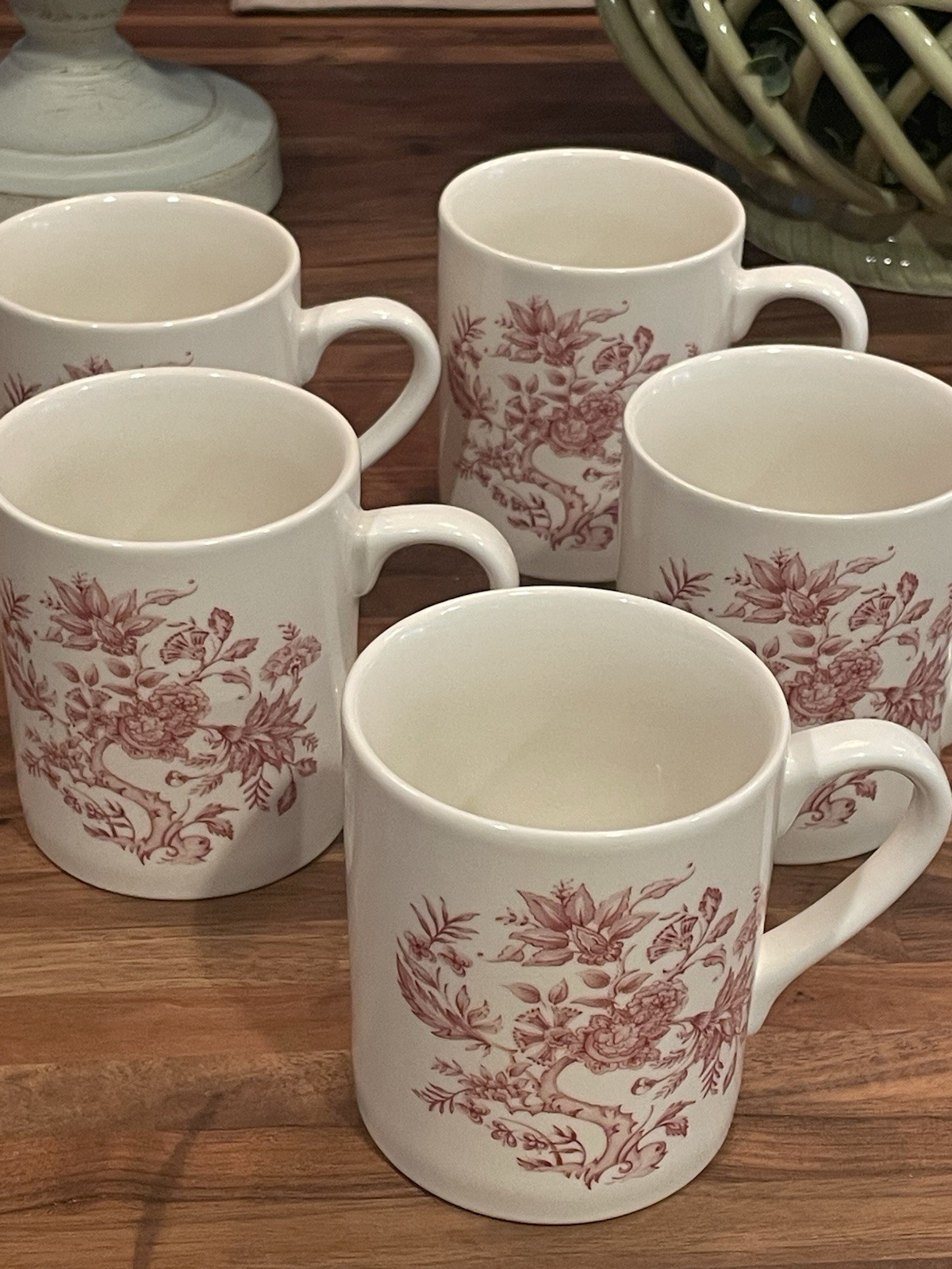 Vintage Made In England Ironstone Floral Mug Set Of 5