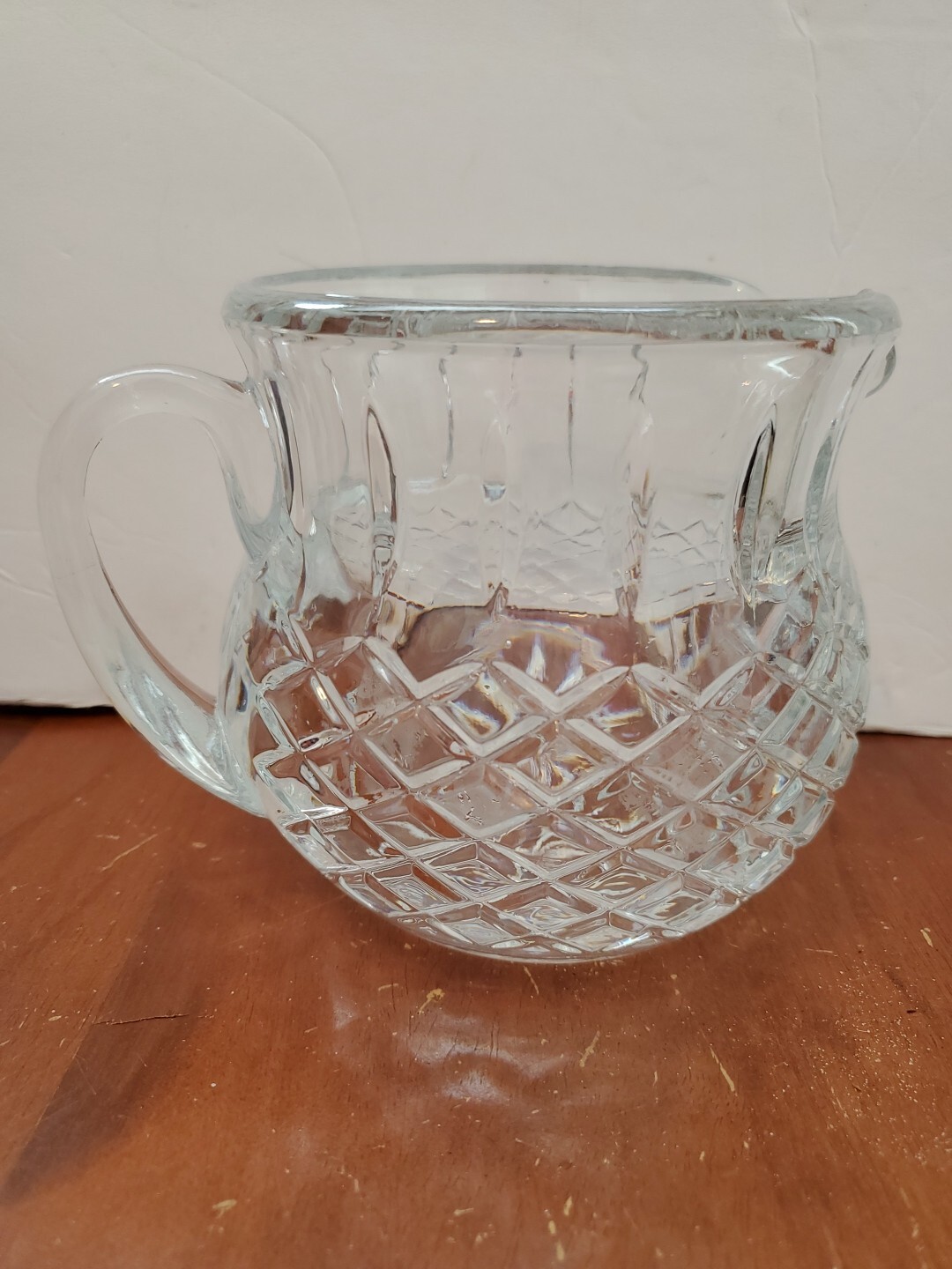 Vintage Lead Crystal Water Pitcher Glass Diamond Pattern 5\