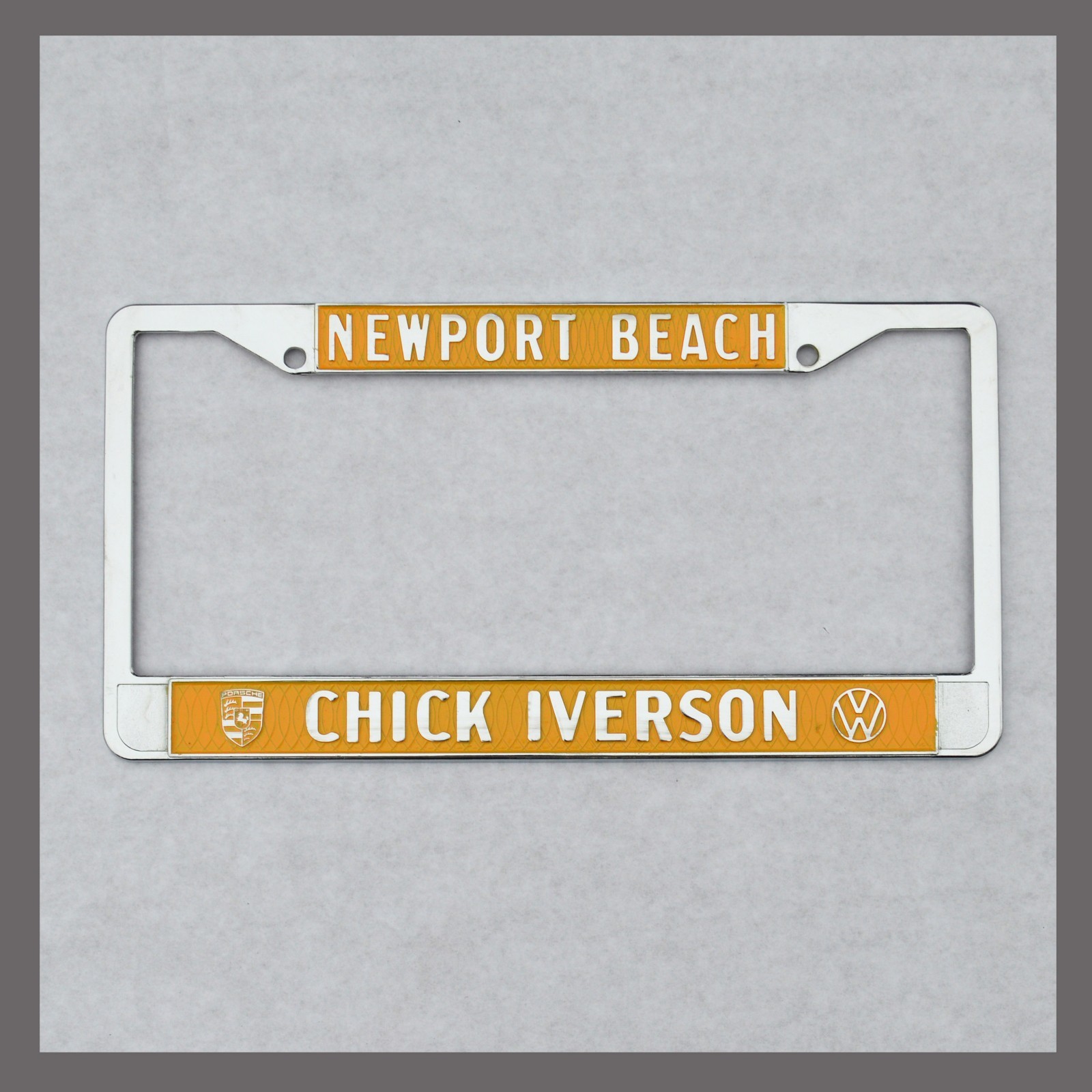 Chick Iverson Porsche VW Volkswagen License Plate Frame Newport Beach California