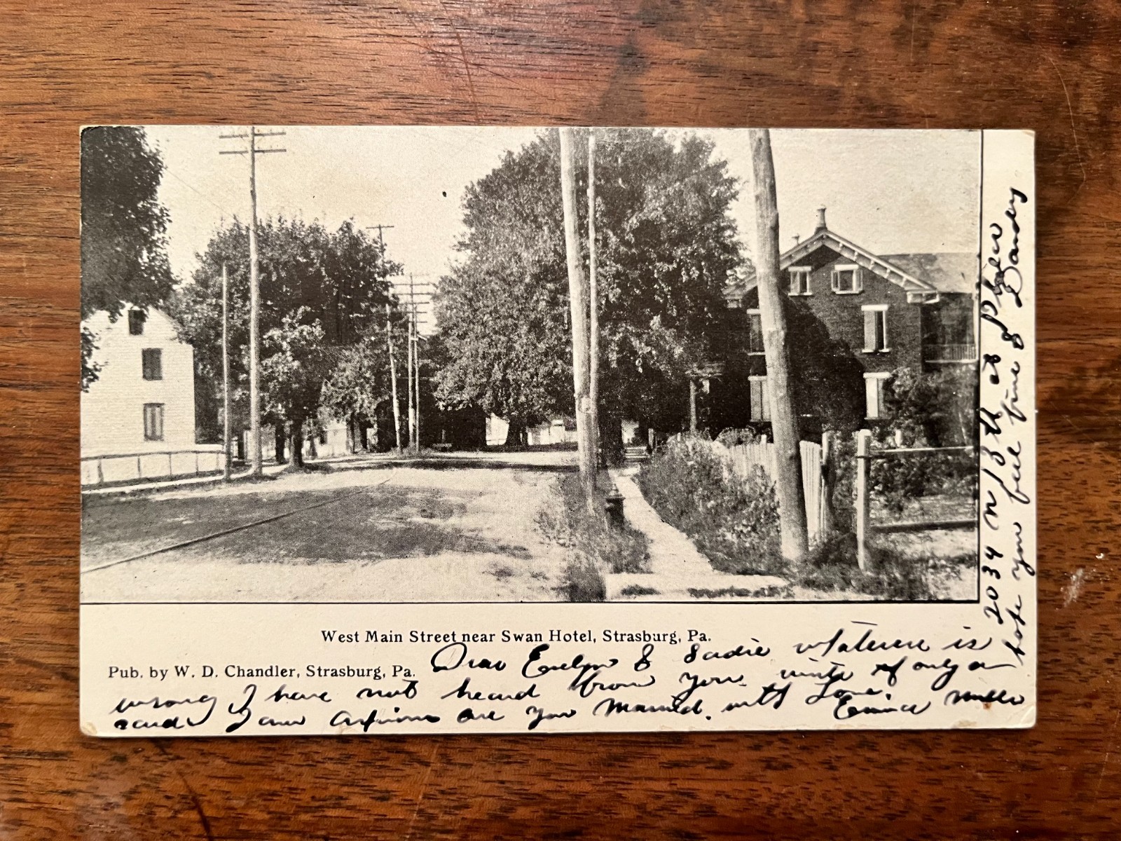 West Main Street Near Swan Hotel Strasburg PA Postcard PC-147