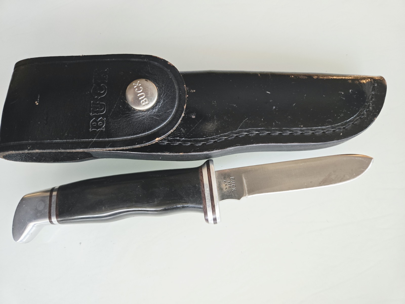 Vtg Buck USA Caper Knife 116 Leather Sheath Inverted 2 Line Stamp 1967-1972
