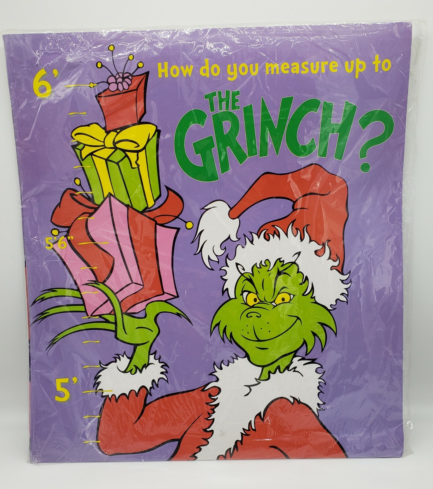 Vintage How The Grinch Stole Christmas 6 Foot Growth Chart Universal Studios 