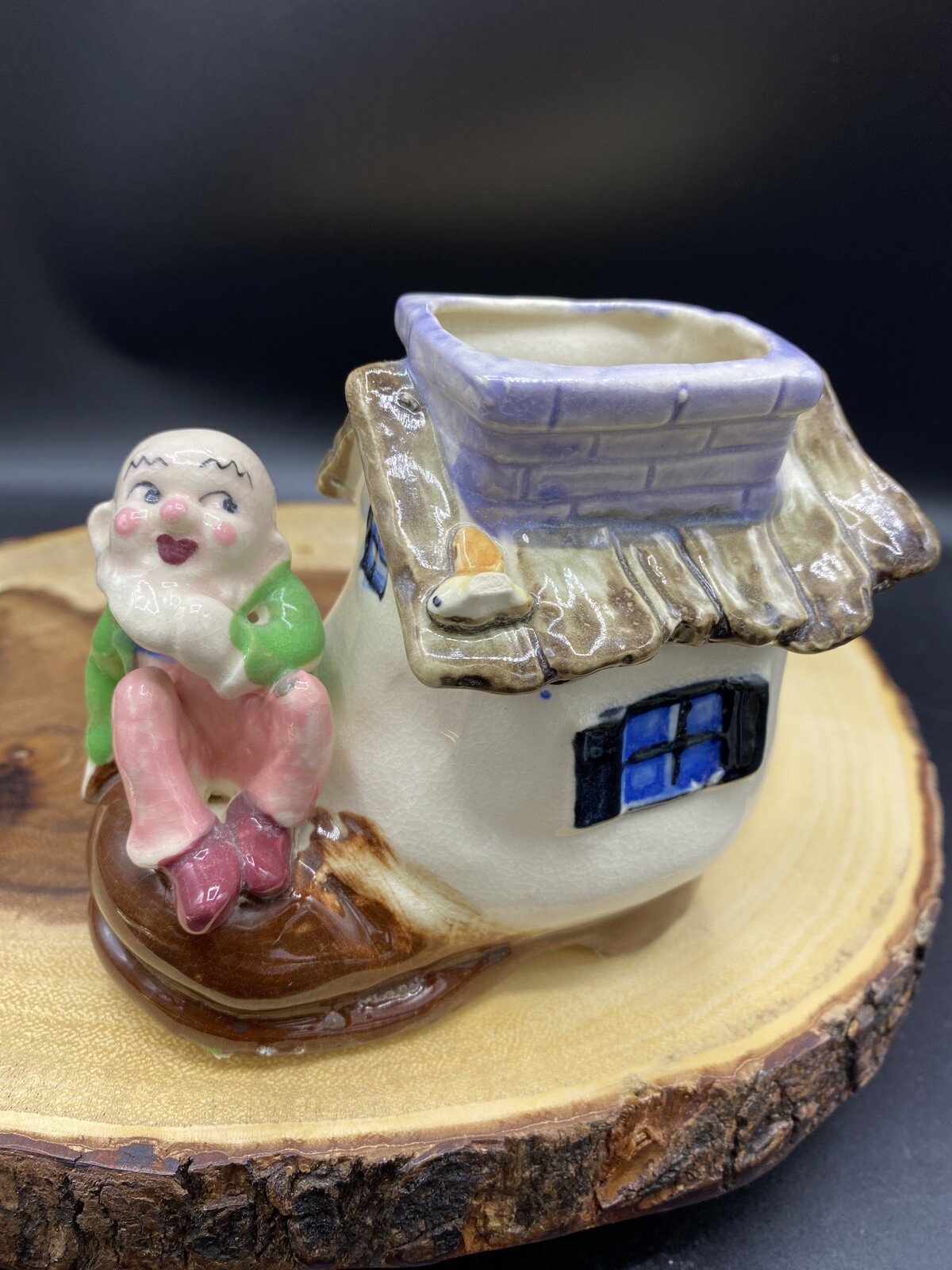 Elf on Shoe House Made in  Japan Vintage Planter 4-1/2” X 5”
