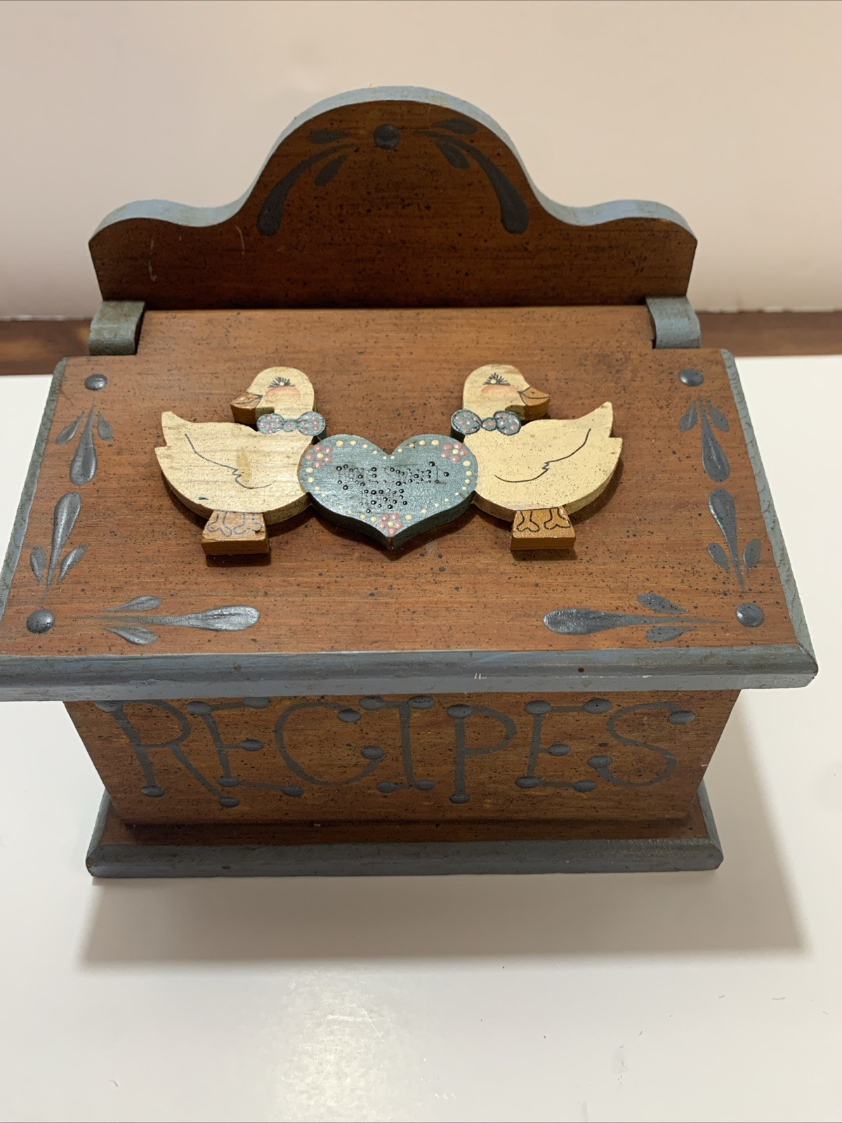 Vintage Home Sweet Home Recipe Box With Geese
