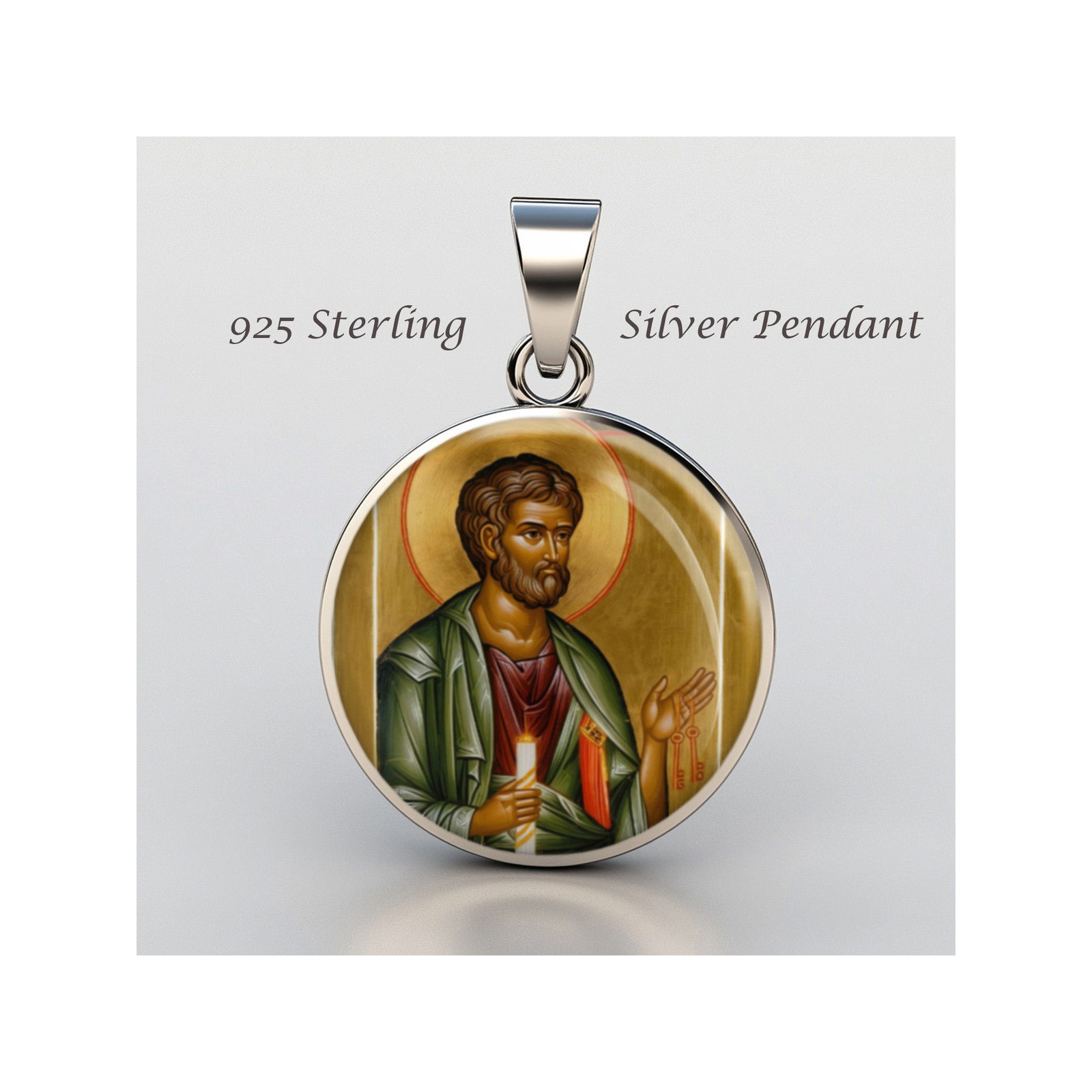 Saint Peter The Apostle 925 Sterling Silver Christian Medal