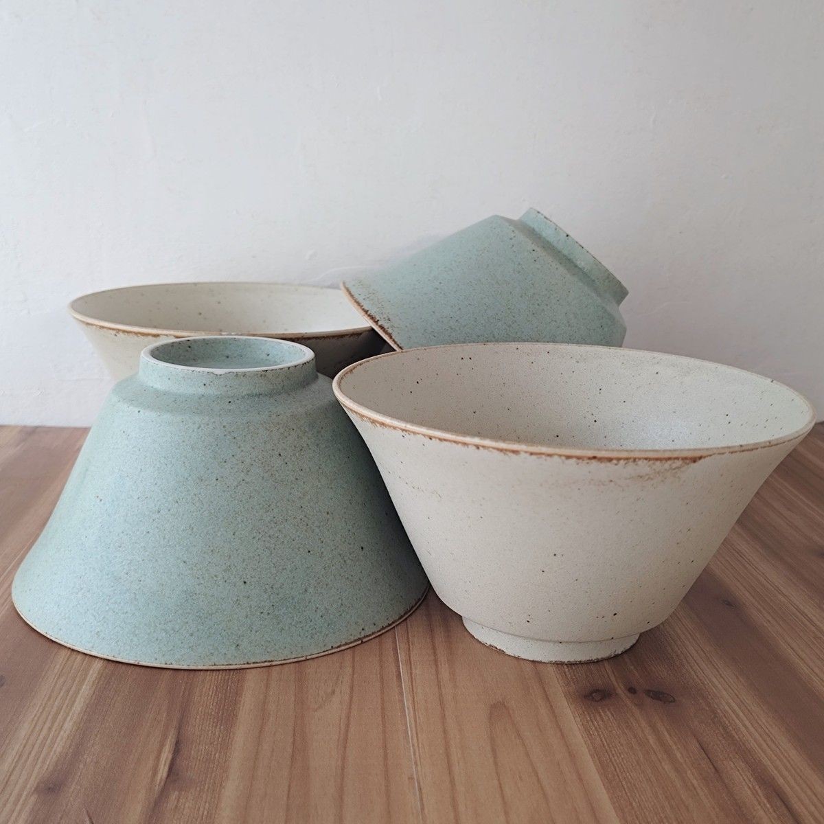 Set of 4 Japanese Mino Ware Plain Matte Bowls Dia:6.77\