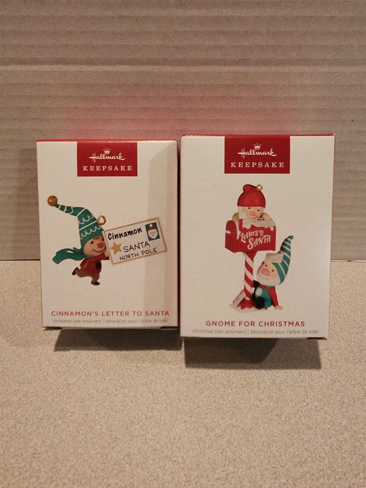 2 Hallmark Ornaments CINNAMON\'S LETTER TO SANTA Limited Ed & GNOME FOR CHRISTMAS
