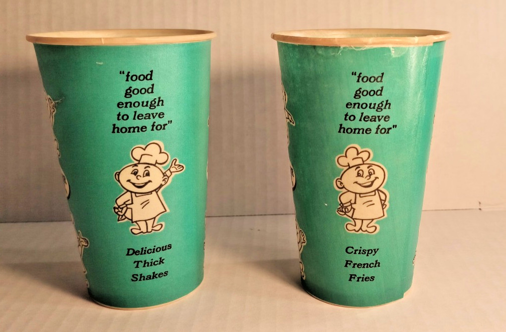 True vintage blue Burger Chef waxed cups- 2 for 1 good condition True vintage blue Burger Chef waxed cups- 2 for 1 good condition