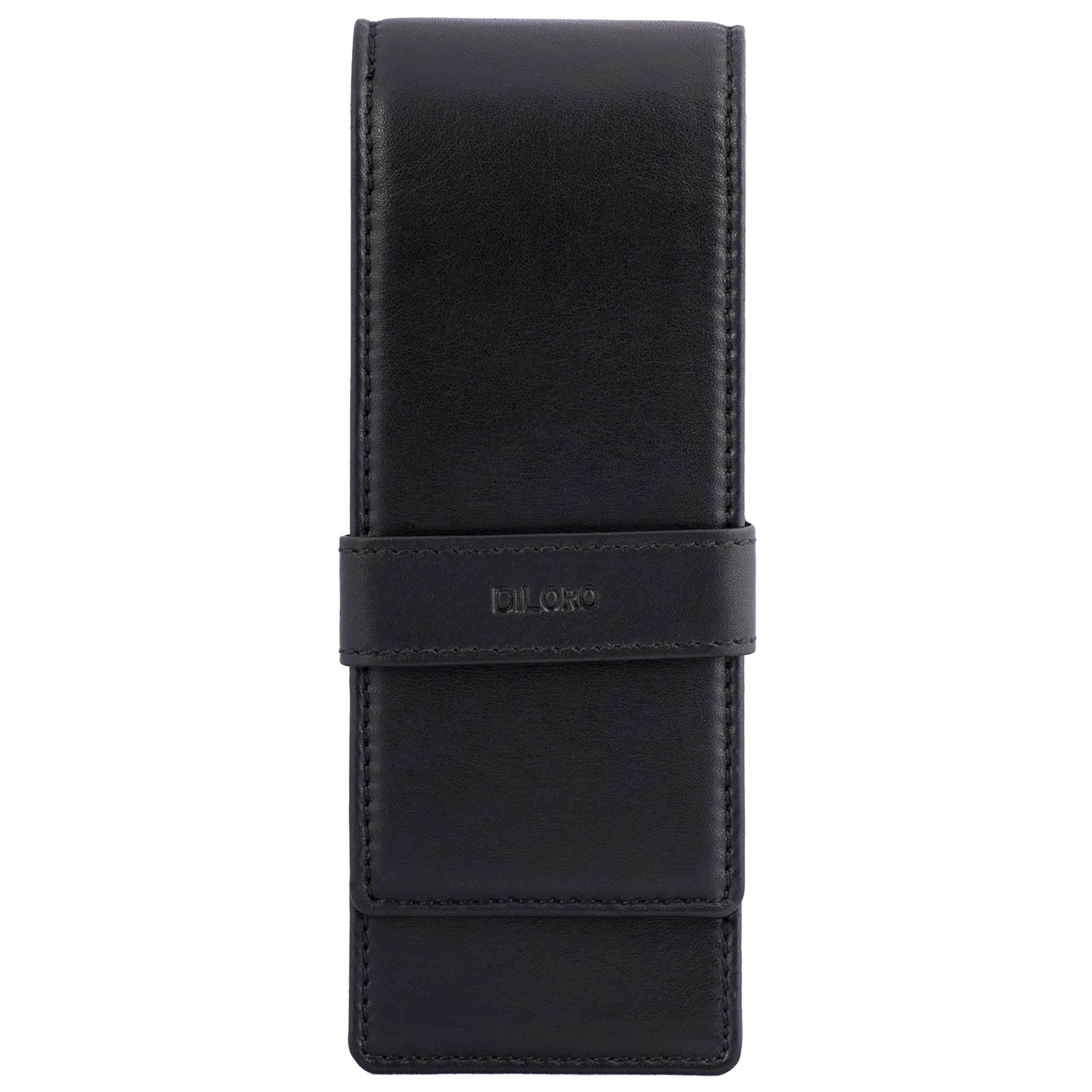 DiLoro Leather Triple Pen Case Pencil Pouch Holder Three Fountain Ballpoint Pens
