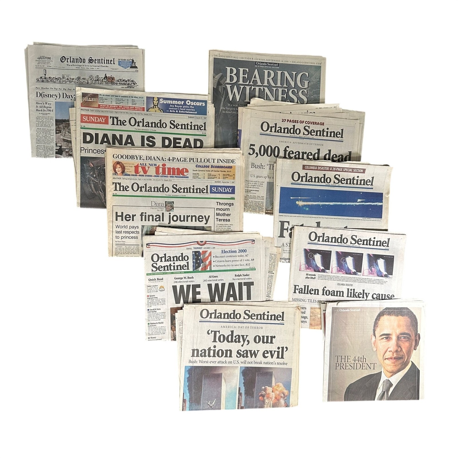 VTG Lot of 10 Various THE ORLANDO SENTINEL Newspapers Diana Sept 11 Pres Obama