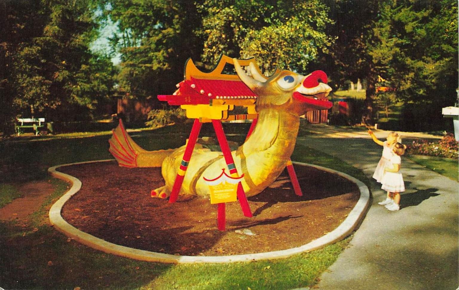 Pixie Woods Stockton CA Gum Lung Golden Dragon Play Structure Postcard