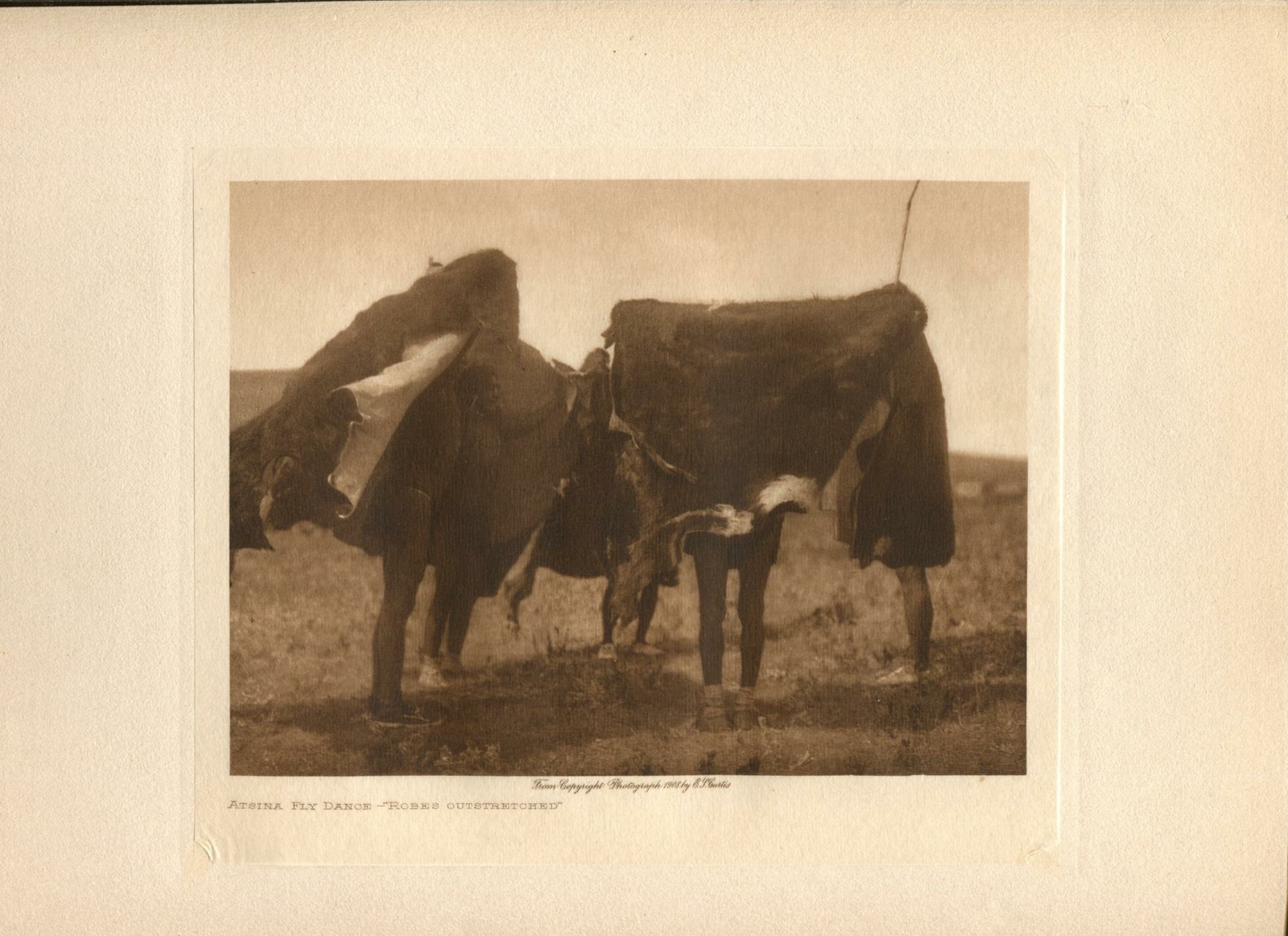 1908 Original Photogravure | Atsina Fly Dance - Robes Outstretched | Curtis