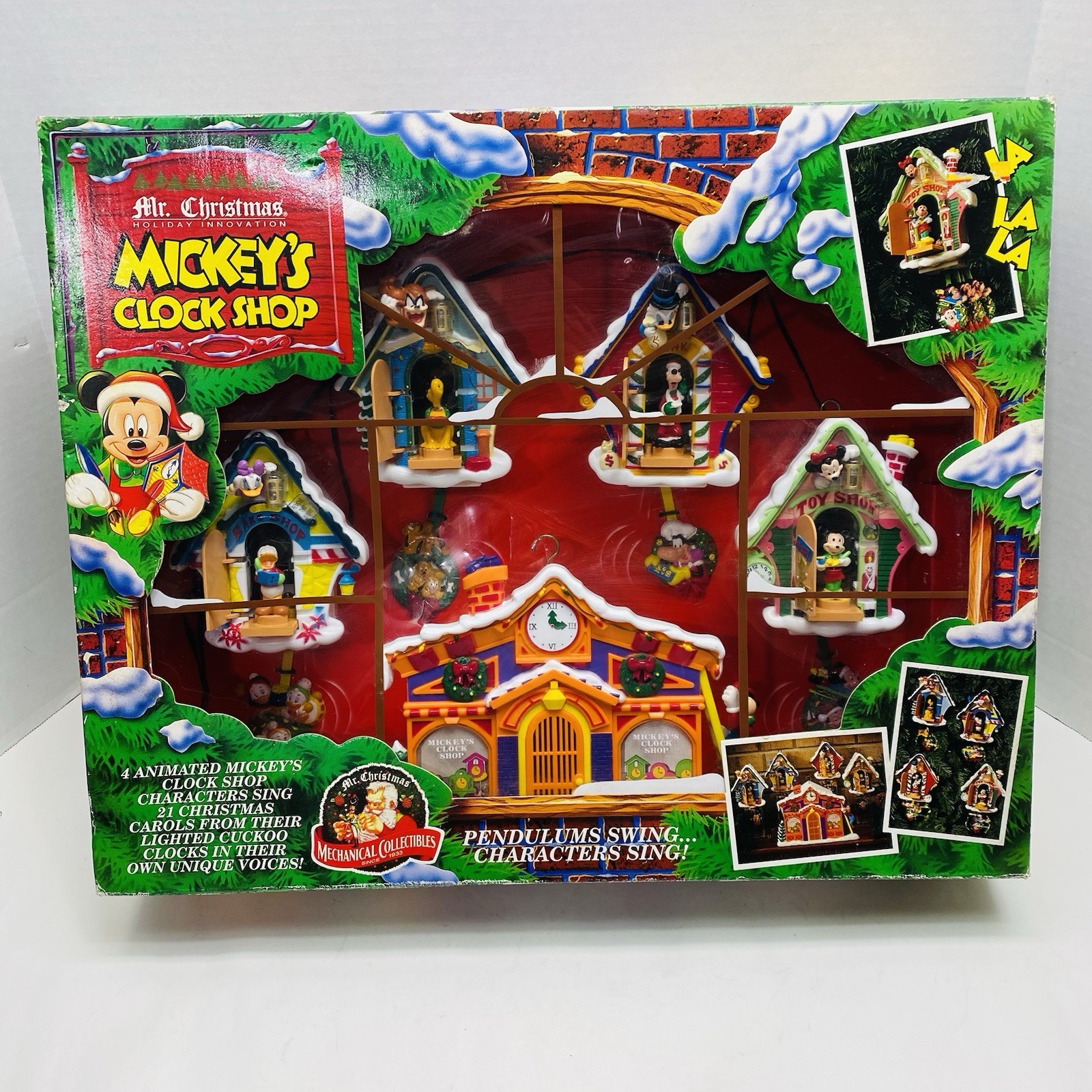 Vtg Mr. Christmas Mickey's Clock Shop Animated Disney Holiday Cuckoo 1993 NIB
