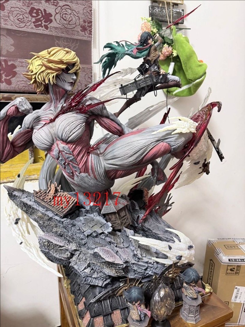 IN STOCK Attack on Titan Mikasa Ackerman vs Annie Female GK Resin Statue Anime